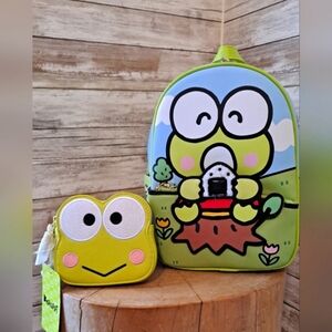 Keroppi Mini Backpack and matching Wallet - Hello Kitty and friends